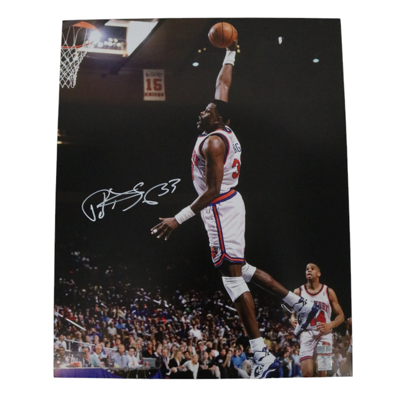 Patrick Ewing New York Knicks Autographed White Jersey Dunk 16x20 Photograph CX Auth