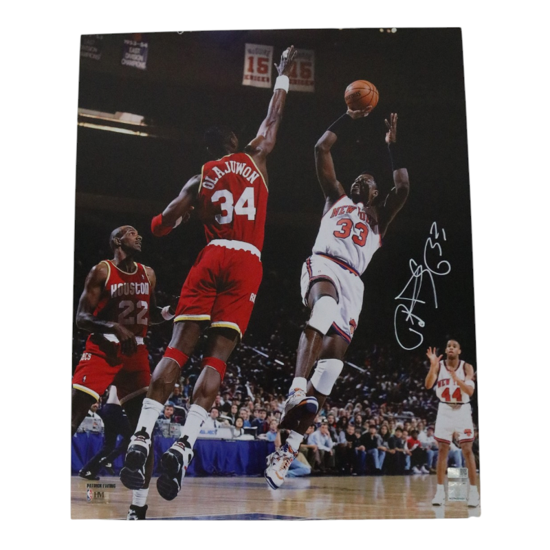 Patrick Ewing New York Knicks Autographed 16x20 Photograph with Olajuwon CX Auth