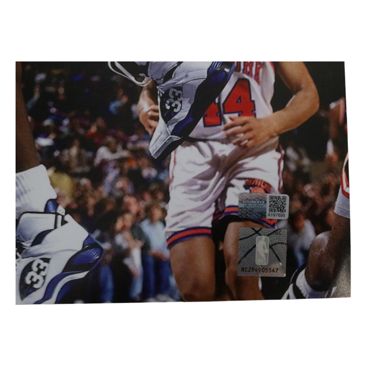 Patrick Ewing New York Knicks Autographed Inscribed HOF 08 White Jersey Dunk 16x20 Photograph CX Auth