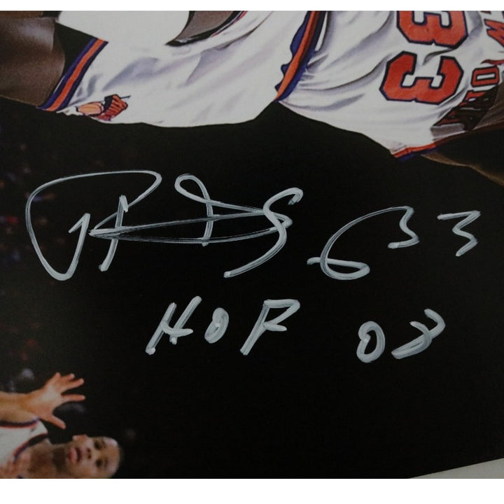 Patrick Ewing New York Knicks Autographed Inscribed HOF 08 16x20 Photograph with Olajuwon CX Auth