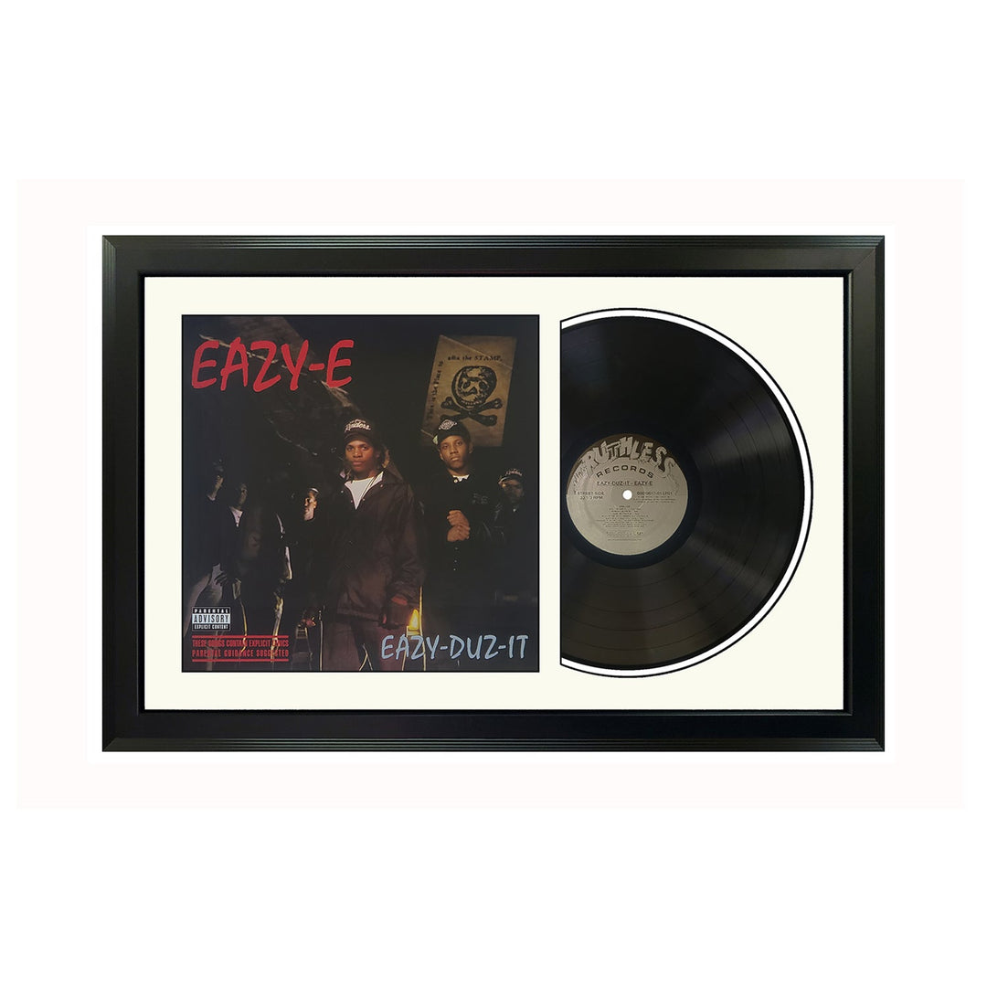 Eazy-E Eazy-Duz-It Genuine Vinyl Record & Cover Professionally Framed 17.5 x 26.5 Wall Display with a White Mat