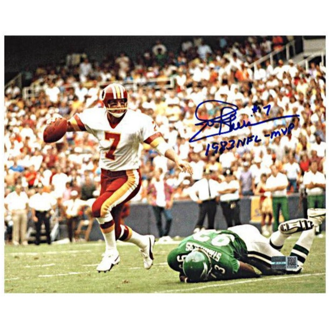 Joe Theismann Autographed Washington Redskins 8x10 Photograph Inscribed "1983 NFL MVP" (CX Auth)
