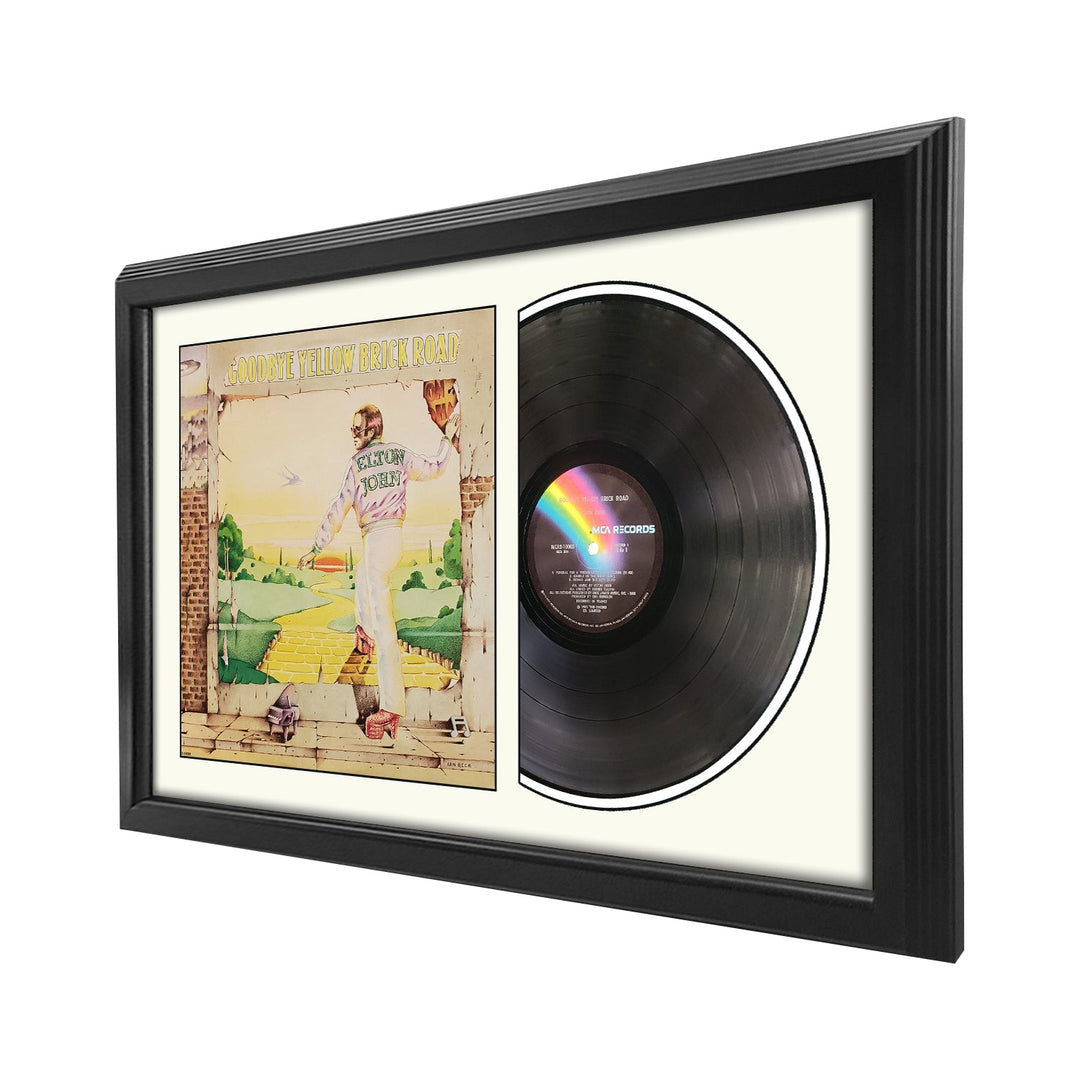 Elton John Goodbye Yellow Brick Road  Vinyl Record & Cover Professionally Framed Display with a White Mat