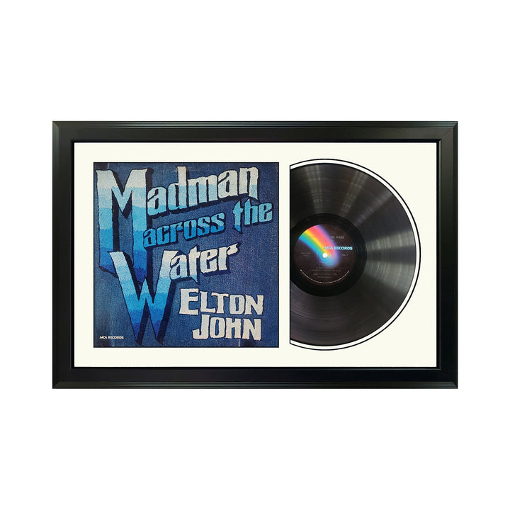 Elton John Madman Across the Water Genuine Vinyl Record & Cover Professionally Framed 17.5 x 26.5 Wall Display with a White Mat