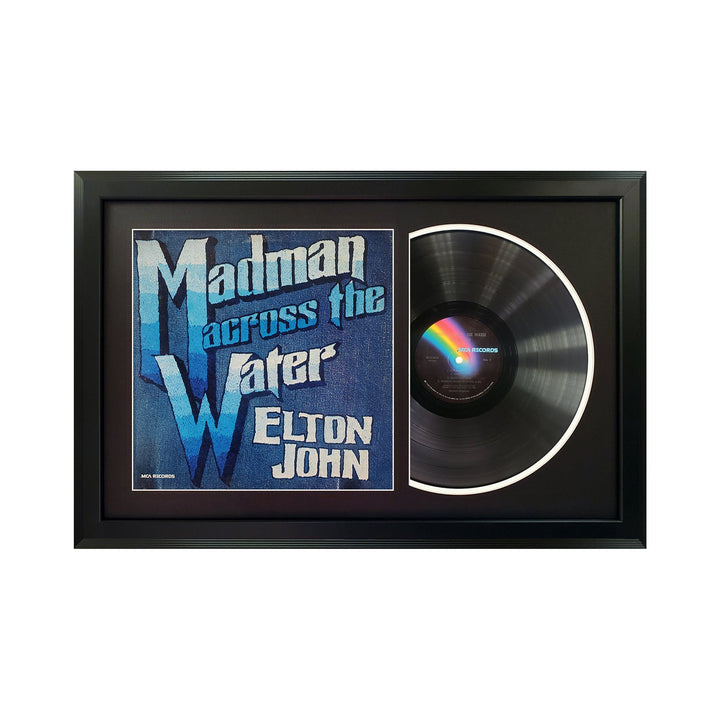 Elton John Madman Across the Water Genuine Vinyl Record & Cover Professionally Framed Wall Display with a Black Mat