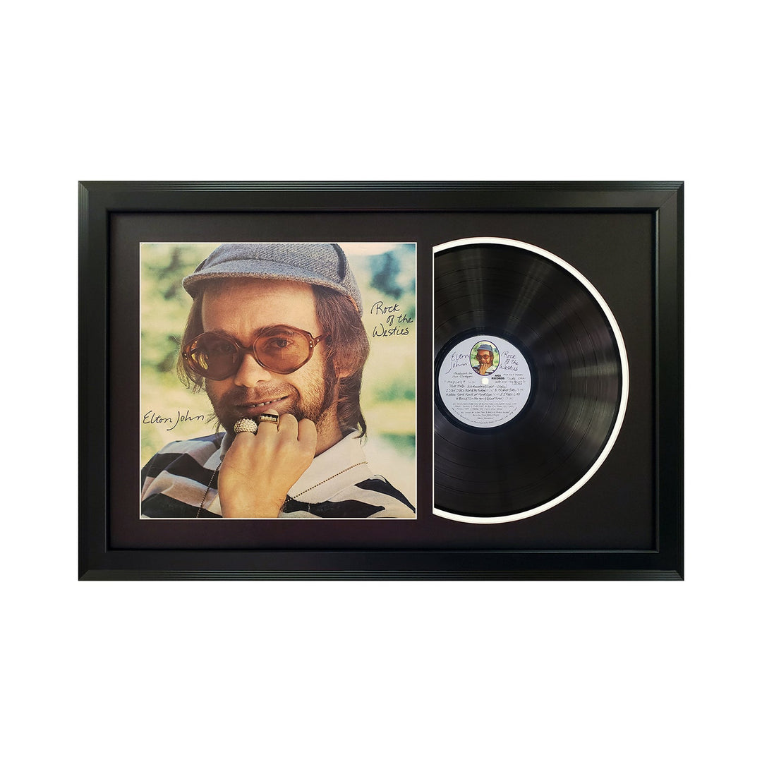 Elton John Rock of the Westies Genuine Vinyl Record & Cover Professionally Framed Wall Display with a Black Mat