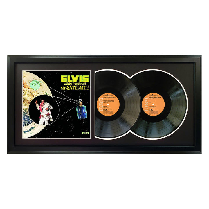 Elvis Presley Aloha From Hawaii Via Satellite Genuine Double Vinyl Record & Cover Professionally Framed  Display with a Black Mat