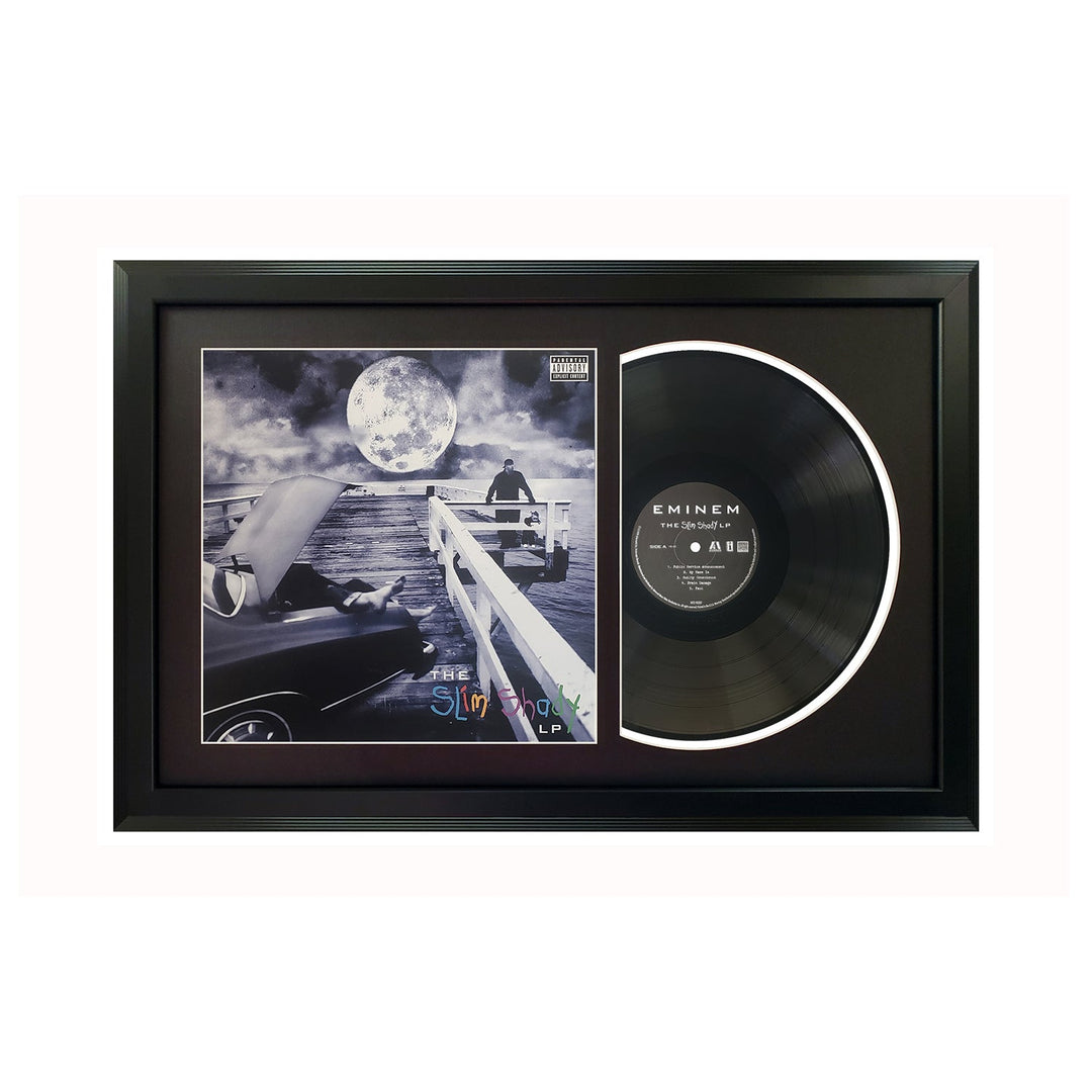 Eminem The Slim Shady LP Genuine Vinyl Records & Cover Professionally Framed 17.5 x 34.5 Wall Display with a Black Mat