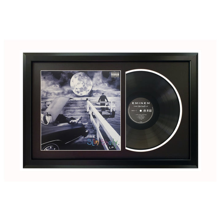 Eminem The Slim Shady LP Genuine Vinyl Records & Cover Professionally Framed 17.5 x 34.5 Wall Display with a Black Mat