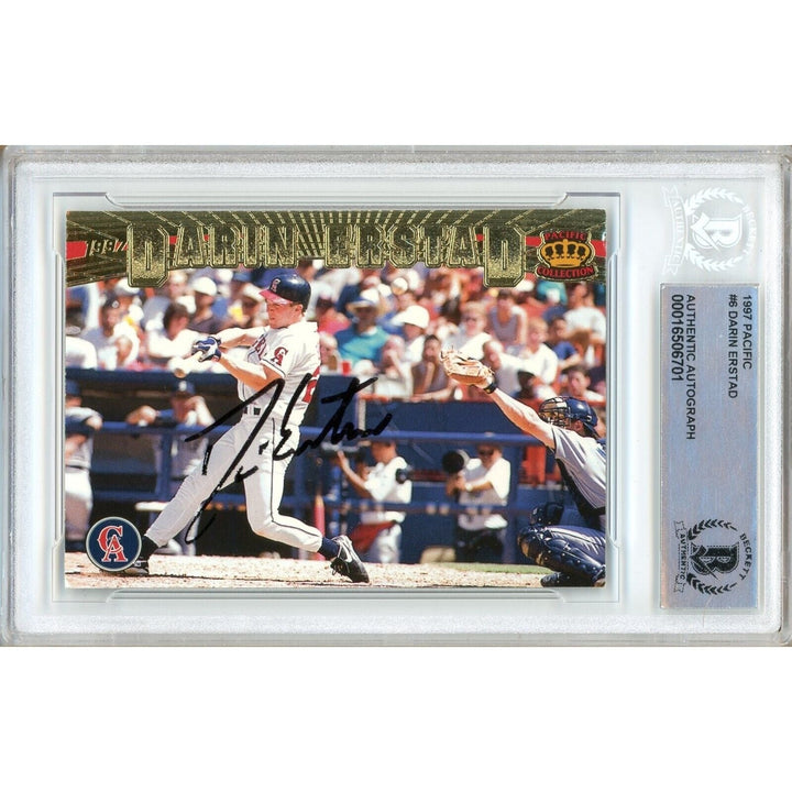 Darin Erstad Los Angeles Angels Signed 1997 Pacific Baseball Card Beckett Auth Auto Slab