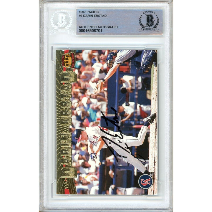 Darin Erstad Los Angeles Angels Signed 1997 Pacific Baseball Card Beckett Auth Auto Slab