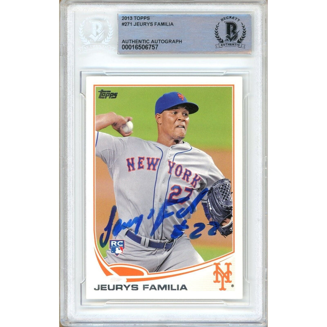 Jeurys Familia New York Mets Signed 2013 Topps Baseball Card Beckett Auth Auto Slab