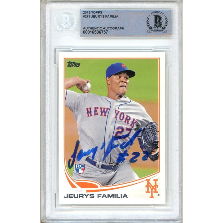 Jeurys Familia New York Mets Signed 2013 Topps Baseball Card Beckett Auth Auto Slab