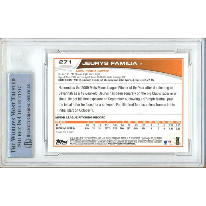 Jeurys Familia New York Mets Signed 2013 Topps Baseball Card Beckett Auth Auto Slab
