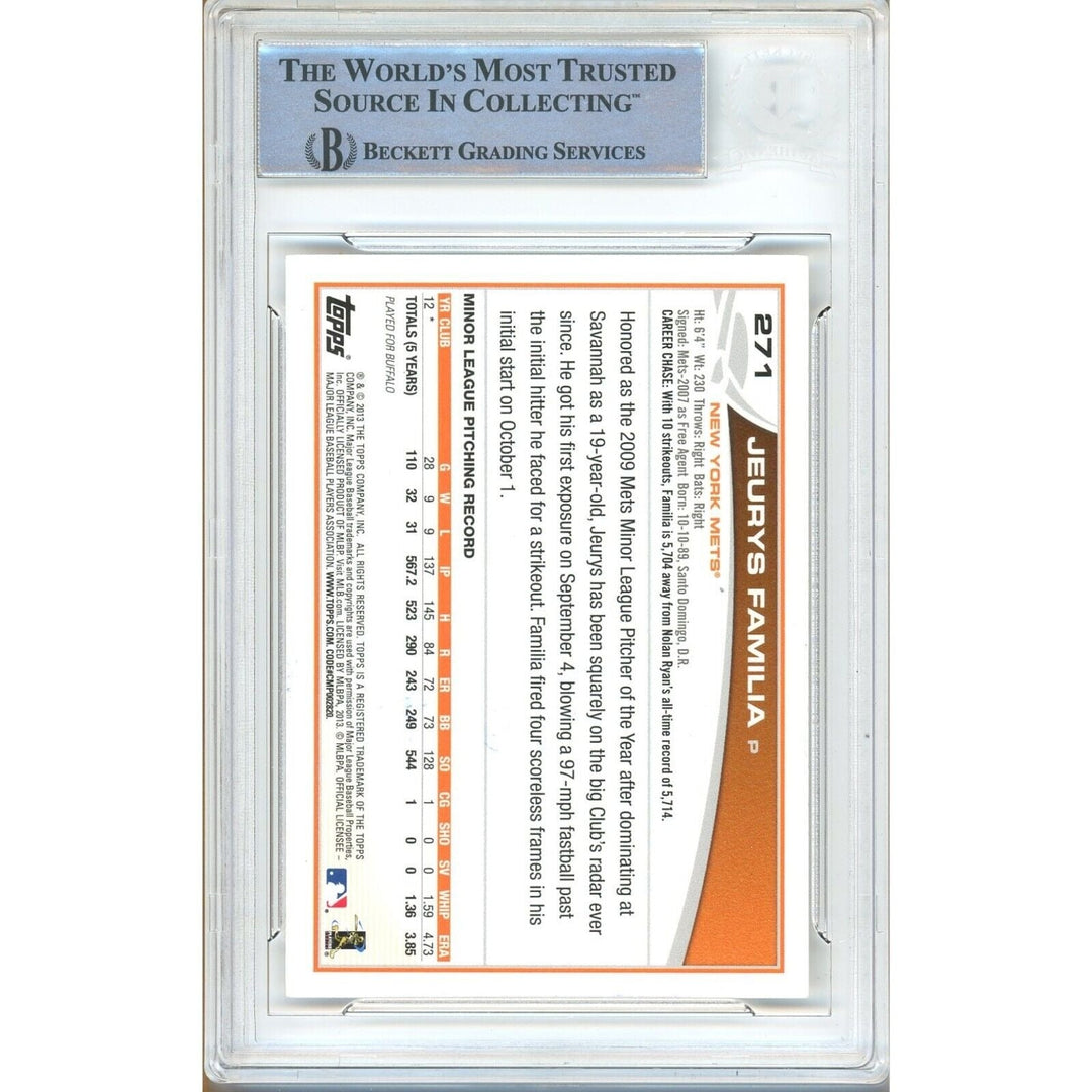 Jeurys Familia New York Mets Signed 2013 Topps Baseball Card Beckett Auth Auto Slab