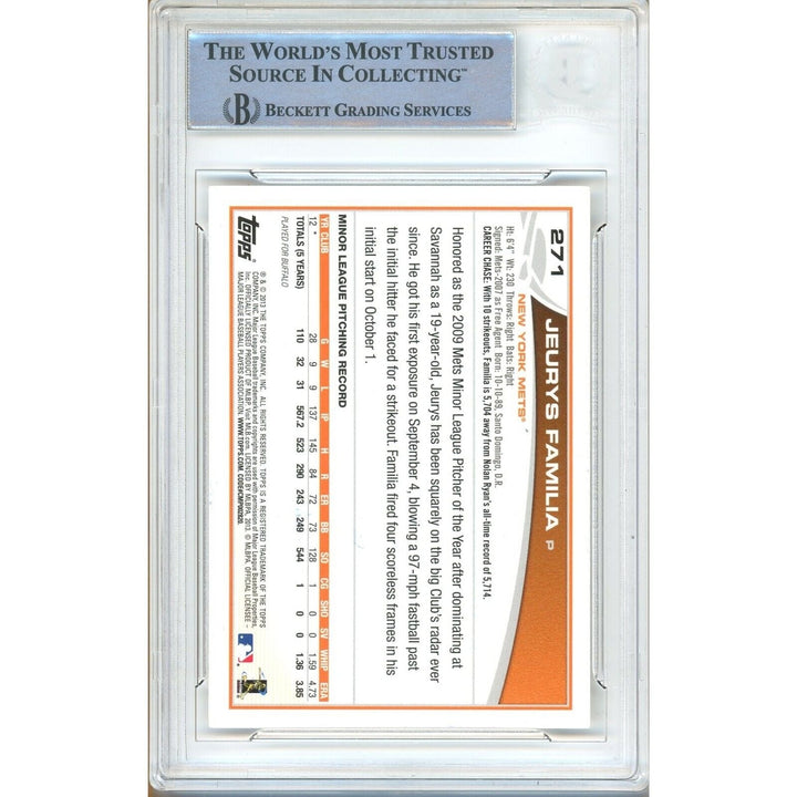 Jeurys Familia New York Mets Signed 2013 Topps Baseball Card Beckett Auth Auto Slab