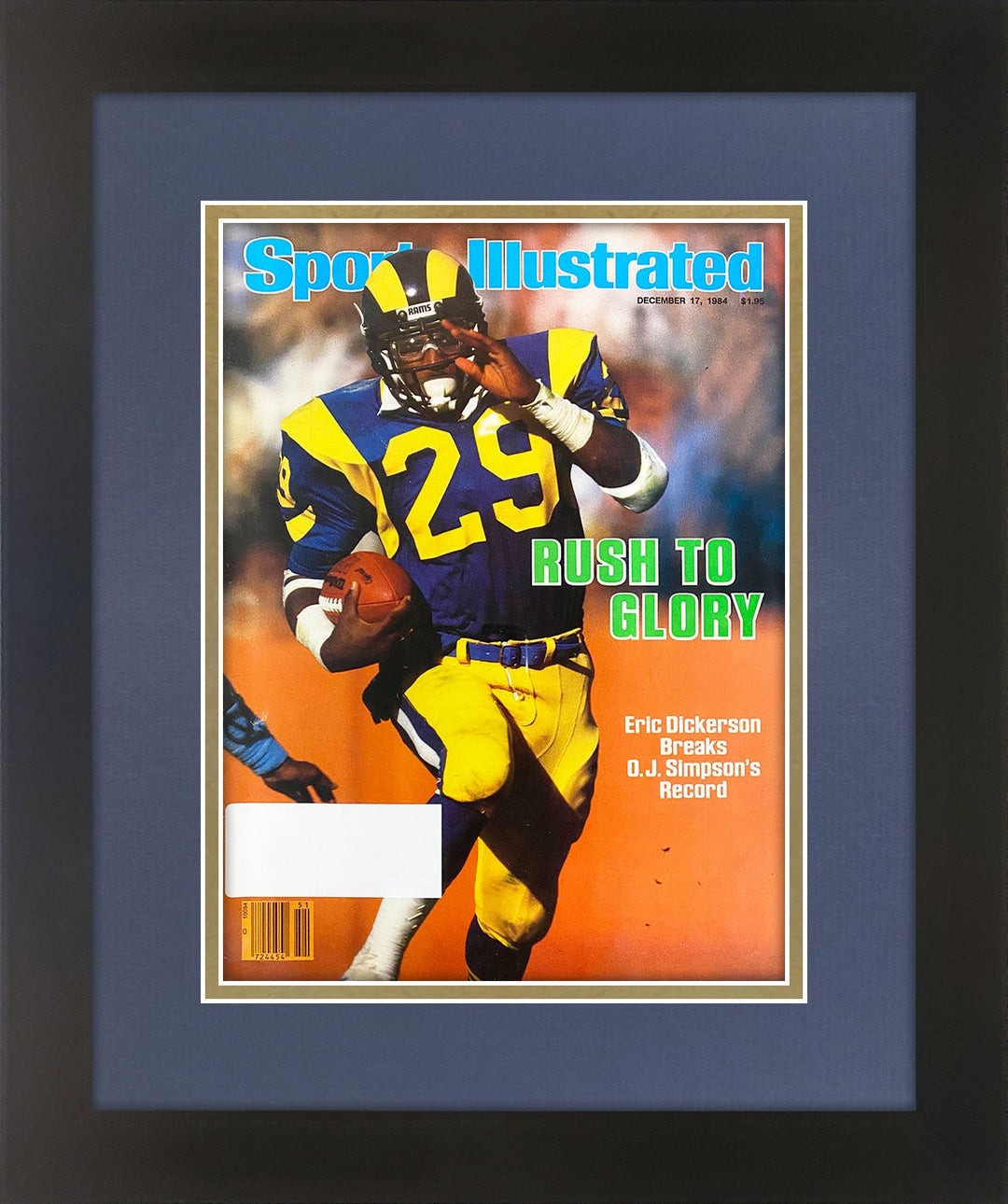 Erick Dickerson Los Angeles Rams Vintage Sports Illustrated Magazine December 17. 1984 Original Issue Matted and Professionally Framed