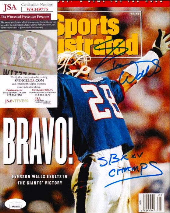 Everson Walls New York Giants Signed and Inscribed SB XXV Champs Sports Illustrated 8x10 Photo (JSA Witness COA