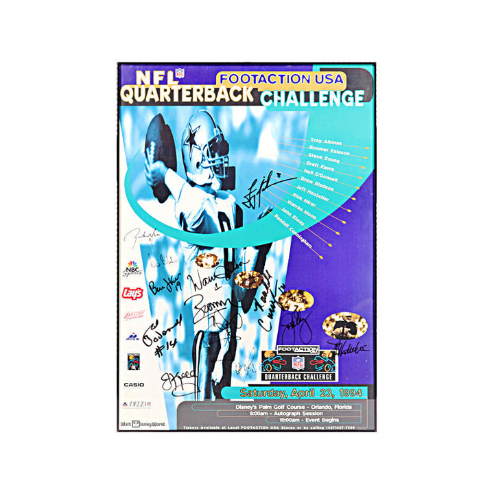 NFL All Time Great Quarterbacks 13 Signature Multi-Signed Footaction Quarterback Challenge Framed 24x36 Poster (JSA LOA)