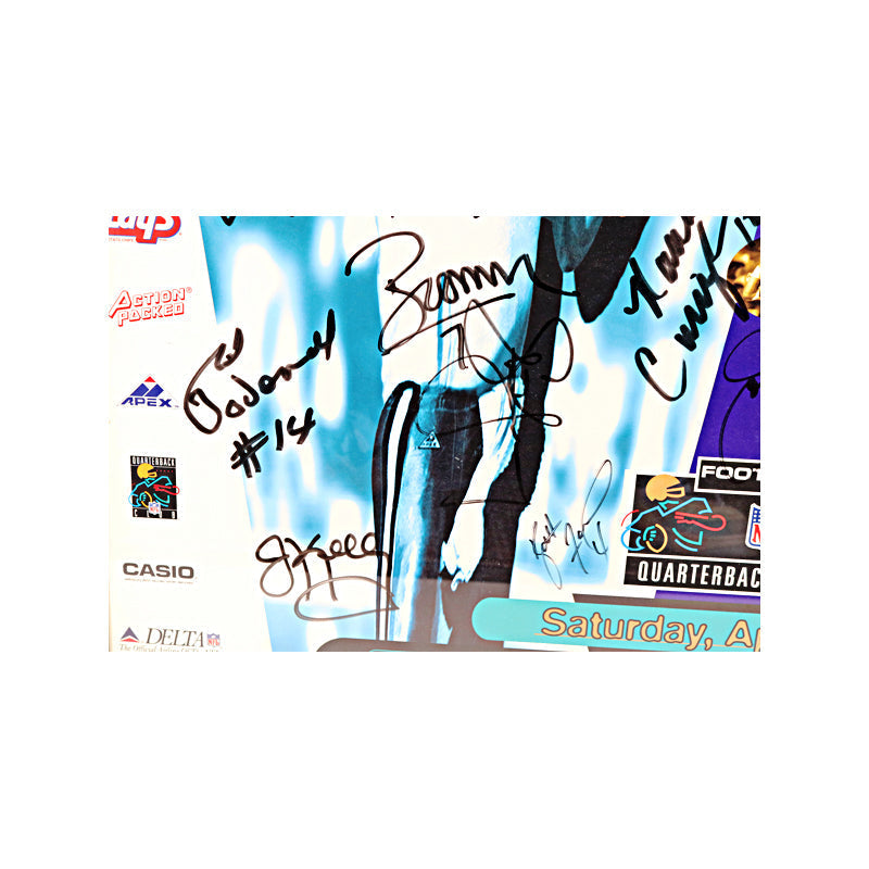 NFL All Time Great Quarterbacks 13 Signature Multi-Signed Footaction Quarterback Challenge Framed 24x36 Poster (JSA LOA)