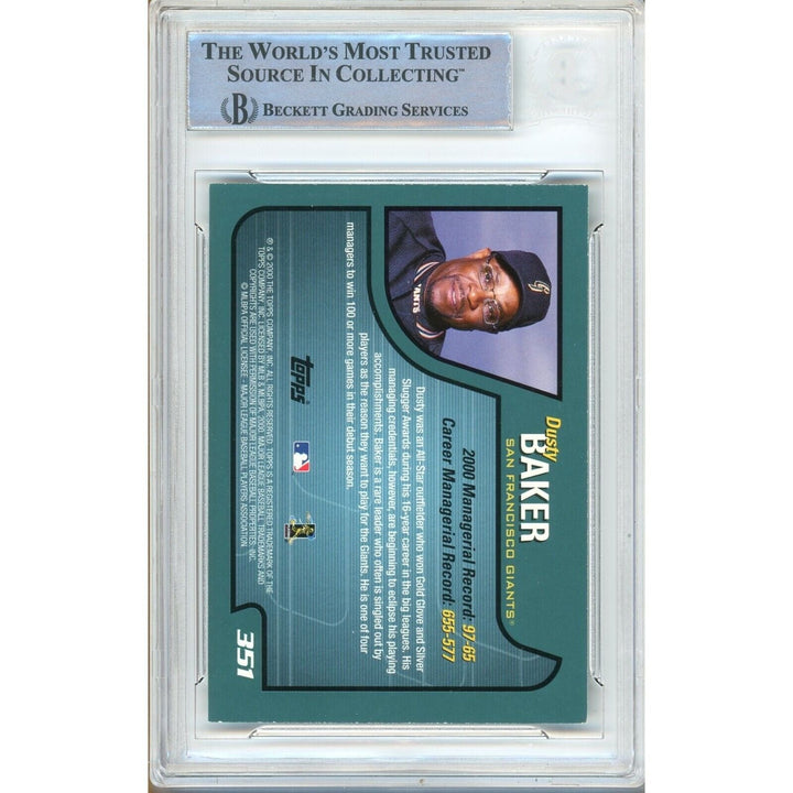 Dusty Baker San Francisco Giants Signed 2001 Topps Baseball Card Beckett Auth Auto Slab