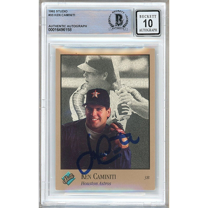 Ken Caminiti Houston Astros Signed 1992 Donruss Studio Card BGS Auto 10 Graded Slab