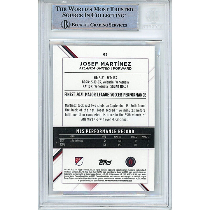 Josef Martinez Atlanta United FC Signed 2022 Topps Finest MLS Card BAS Auth Auto Slab