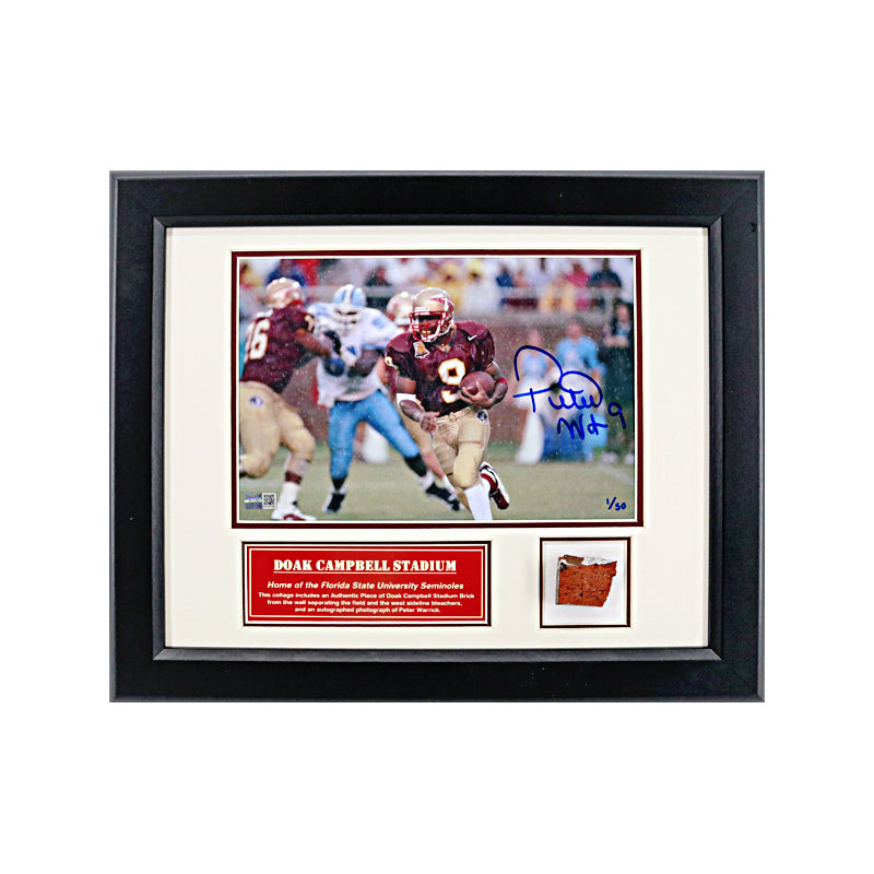 Peter Warrick Florida State University Autographed 11"x14" Framed Collage with an Authentic Piece of Brick from Doak Campbell Stadium (CX Auth & Battle's End LOA)