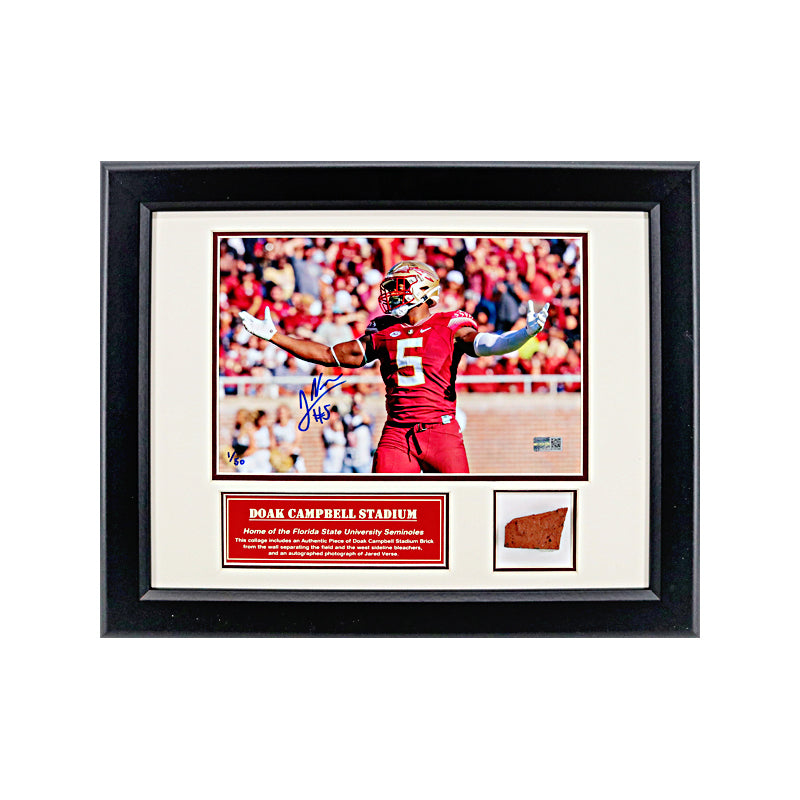 Jared Verse Florida State University Autographed 11"x14" Framed Collage with an Authentic Piece of Brick from Doak Campbell Stadium (CX Auth & Battle's End LOA)