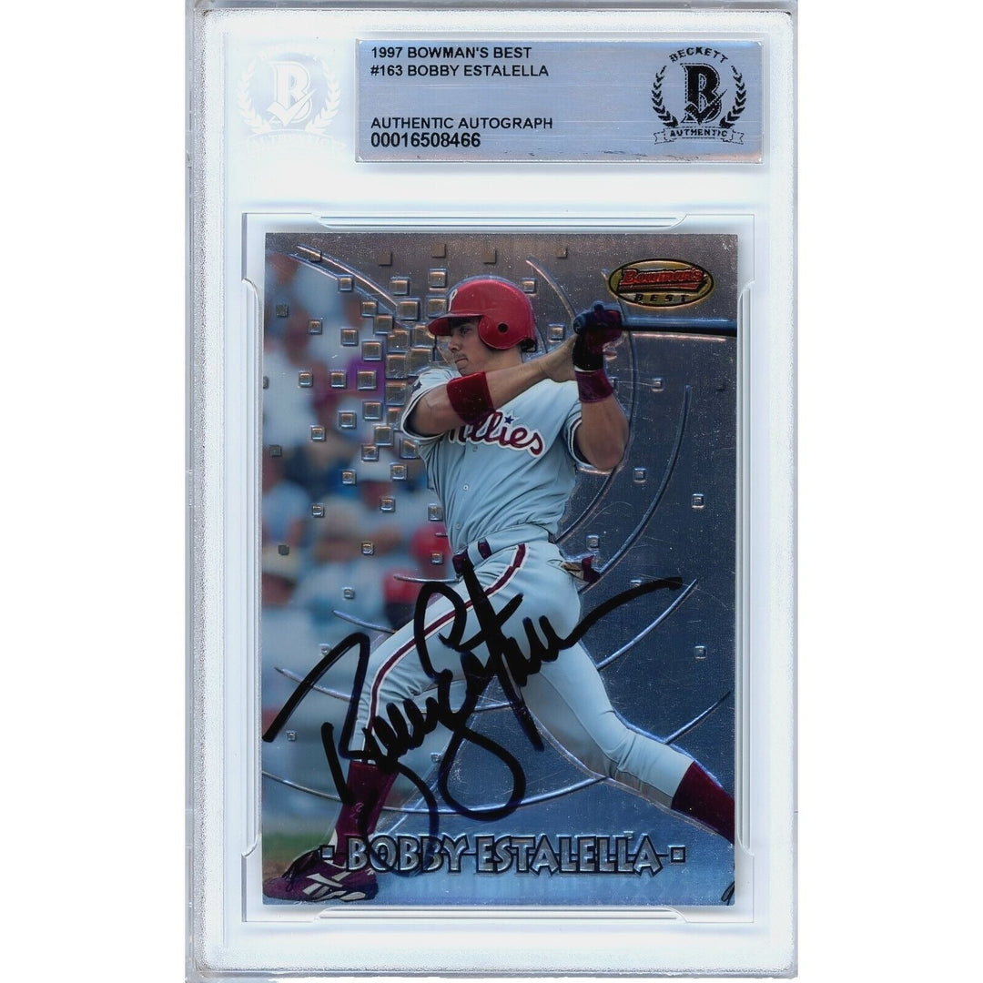 Bobby Estalella Phillies Signed 1997 Bowman Best Rookie Card Beckett Authentic Auto Slab