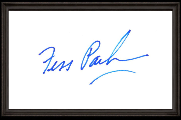 Fess Parker Film and Television Actor (Davey Crockett) Signed 3x5 Index Card in a Black Frame (JSA)