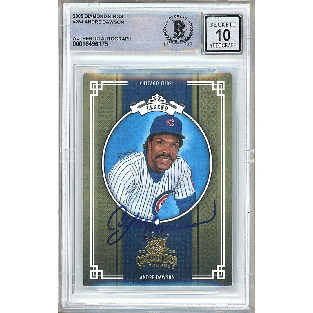 Andre Dawson Chicago Cubs Signed 2005 Diamond Kings Baseball Card BGS Auto 10 Slab