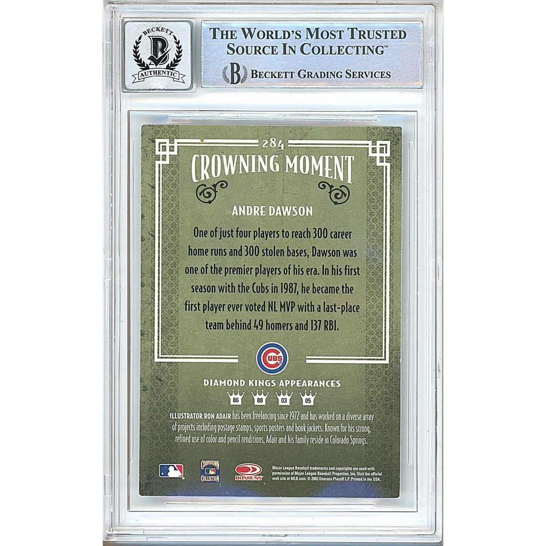 Andre Dawson Chicago Cubs Signed 2005 Diamond Kings Baseball Card BGS Auto 10 Slab