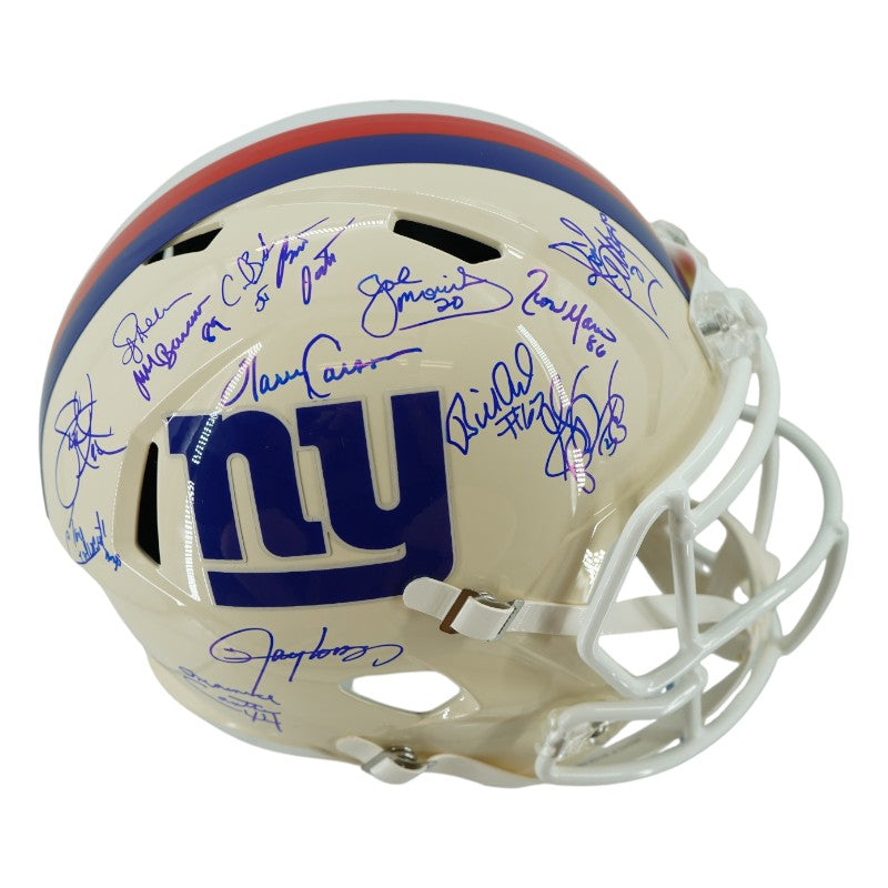 New York Giants 1986 Team Signed Custom White Replica Full Size Helmet JSA Holo Only
