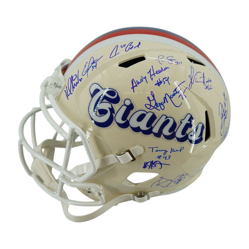 New York Giants 1986 Team Signed Custom White Replica Full Size Helmet JSA Holo Only
