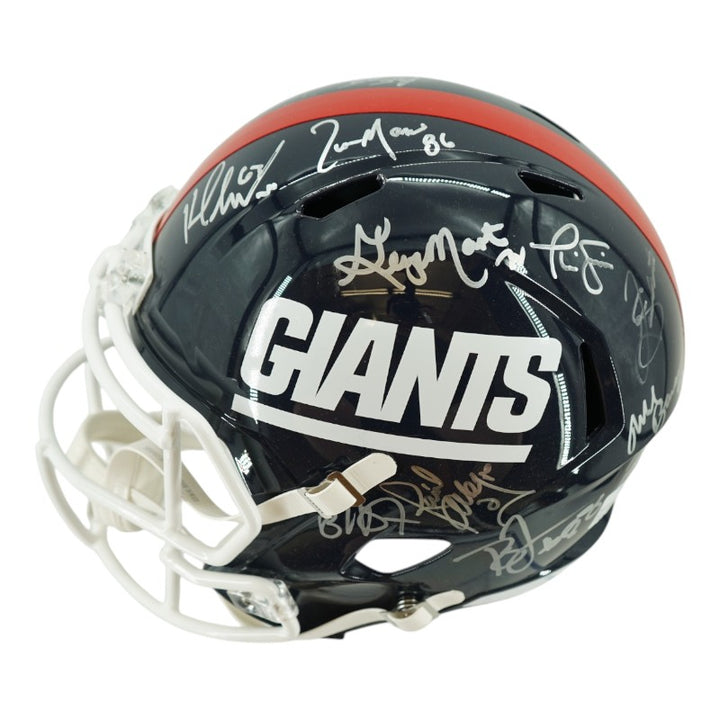 New York Giants 1986 Team Signed Blue Replica Full Size Helmet JSA Holo Only