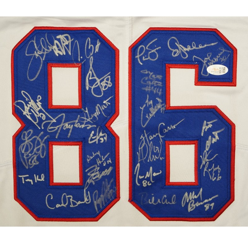 New York Giants 1986 Team Signed Pro Style Super Bowl XXI White Jersey JSA Holo Only