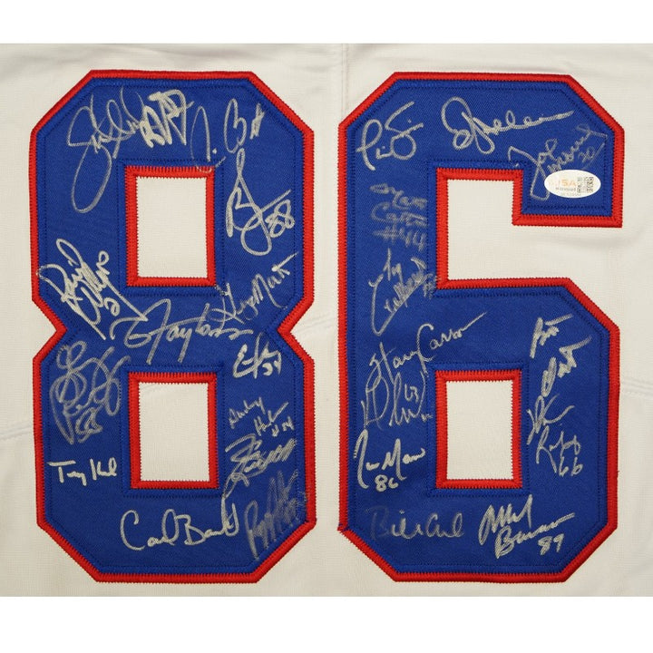 New York Giants 1986 Team Signed Pro Style Super Bowl XXI White Jersey JSA Holo Only
