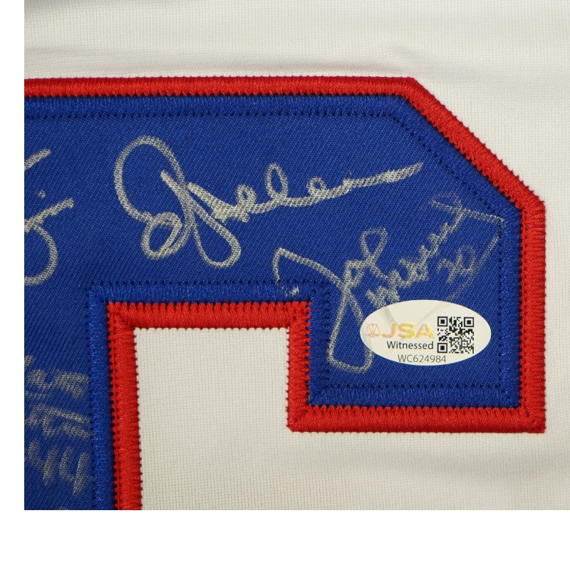 New York Giants 1986 Team Signed Pro Style Super Bowl XXI White Jersey JSA Holo Only