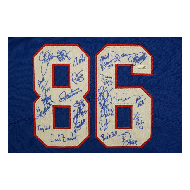 New York Giants 1986 Team Signed Pro Style Super Bowl XXI Blue Jersey JSA Holo Only