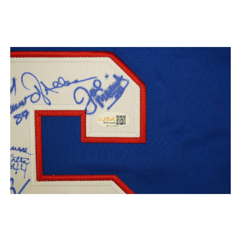 New York Giants 1986 Team Signed Pro Style Super Bowl XXI Blue Jersey JSA Holo Only