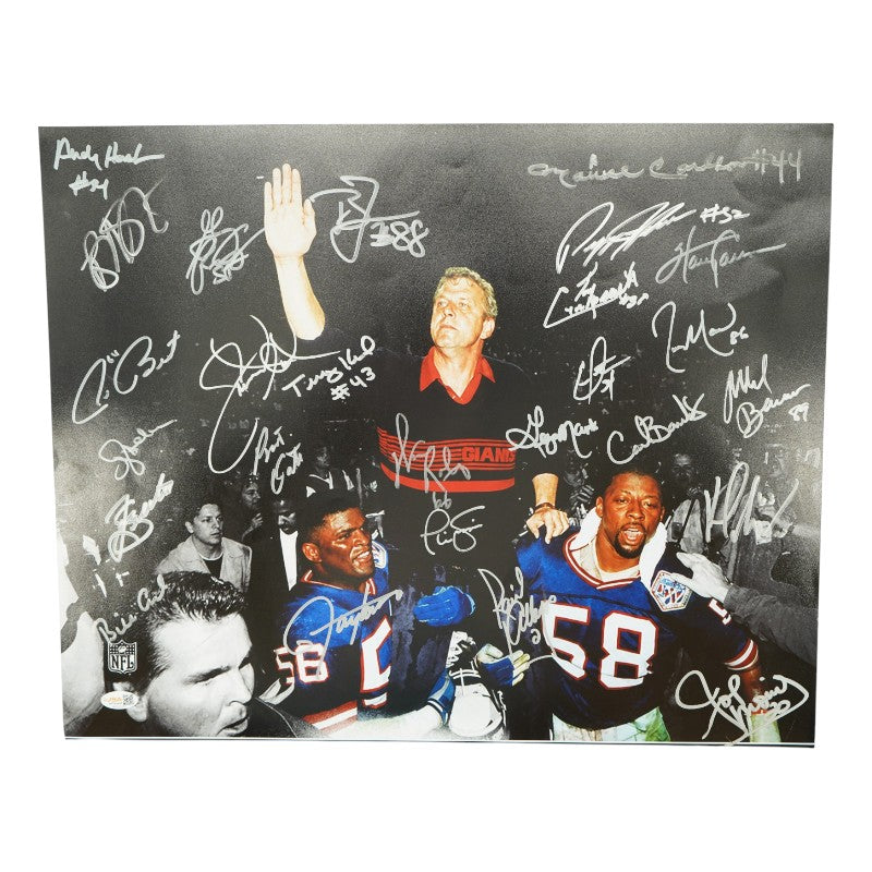 New York Giants 1980's Super Bowl Champs Team Signed 16x20 Gatorade Celebration JSA Holo Only
