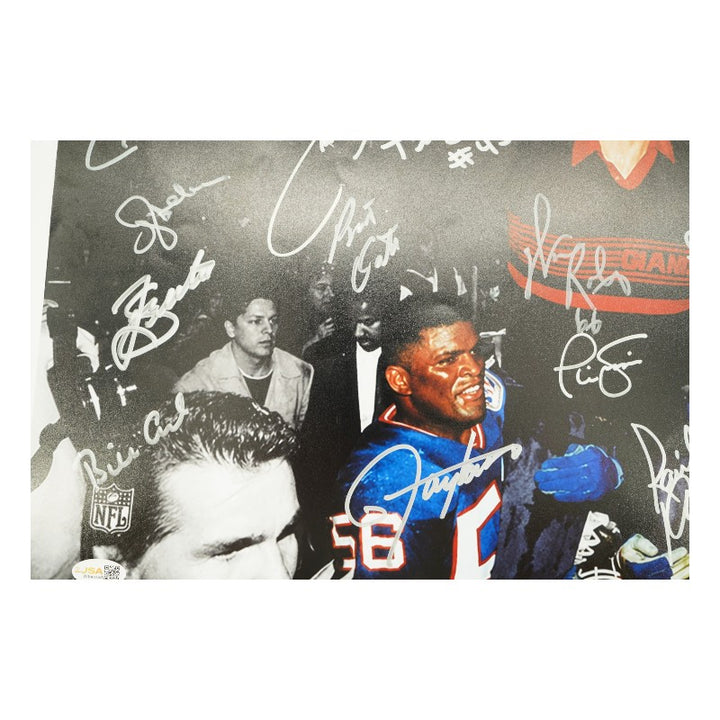 New York Giants 1980's Super Bowl Champs Team Signed 16x20 Gatorade Celebration JSA Holo Only