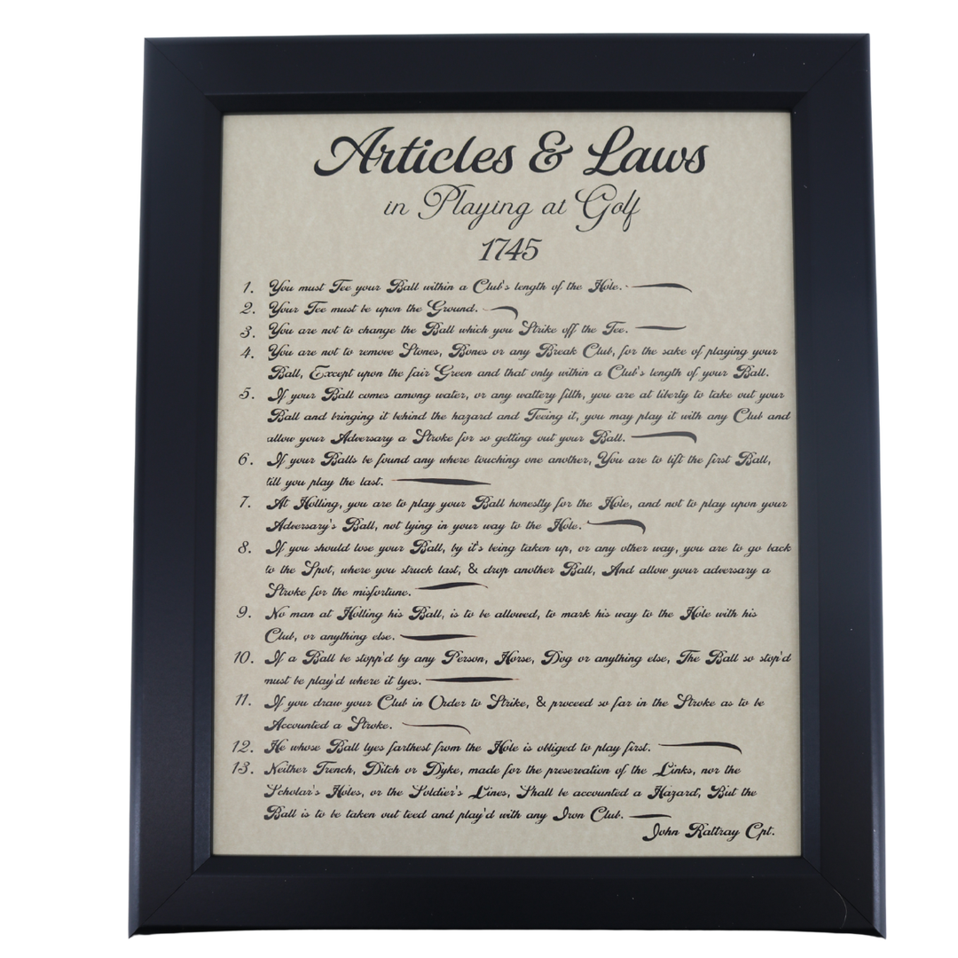 Original 13 Rules of Golf Framed 11x14 Print