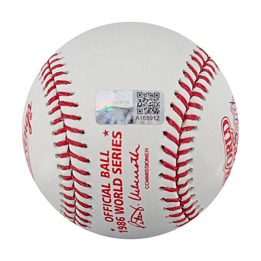 Dwight Doc Gooden New York Mets Autographed Inscribed 1986 World Series Logo Baseball CX Auth