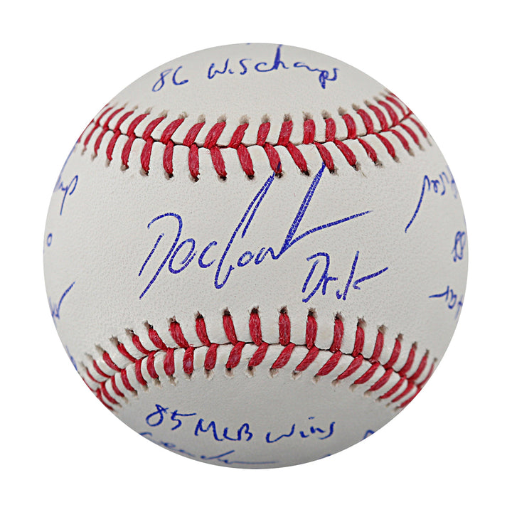 Dwight Doc Gooden New York Mets Autographed Stat 12 Inscription OMLB Baseball CX Auth