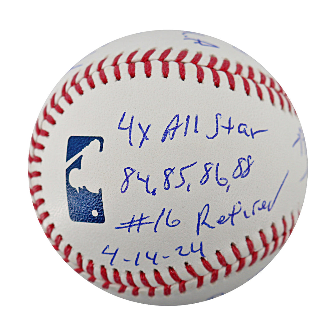 Dwight Doc Gooden New York Mets Autographed Stat 12 Inscription OMLB Baseball CX Auth