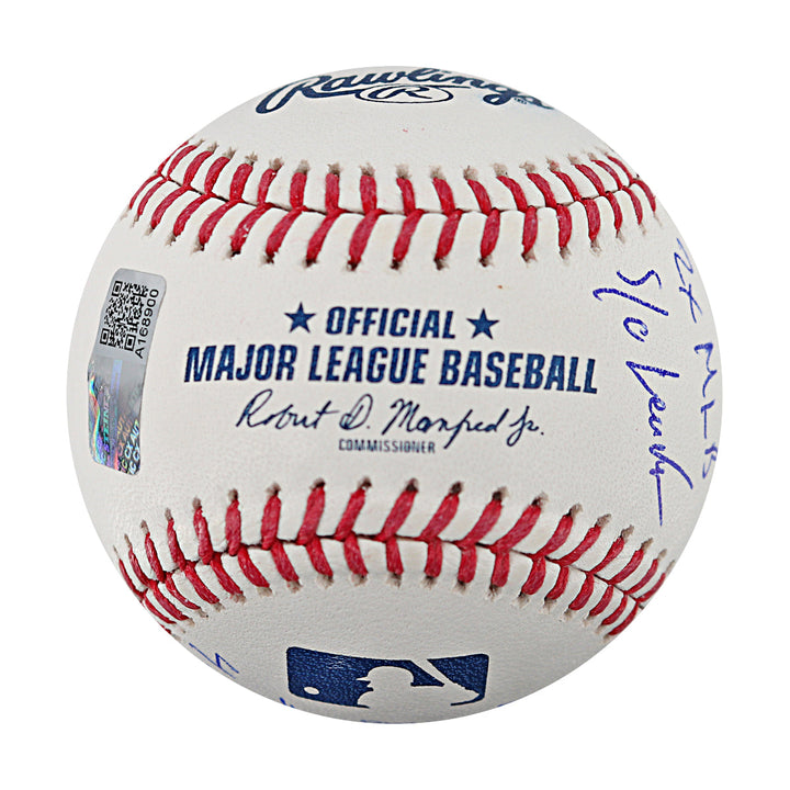 Dwight Doc Gooden New York Mets Autographed Stat 12 Inscription OMLB Baseball CX Auth