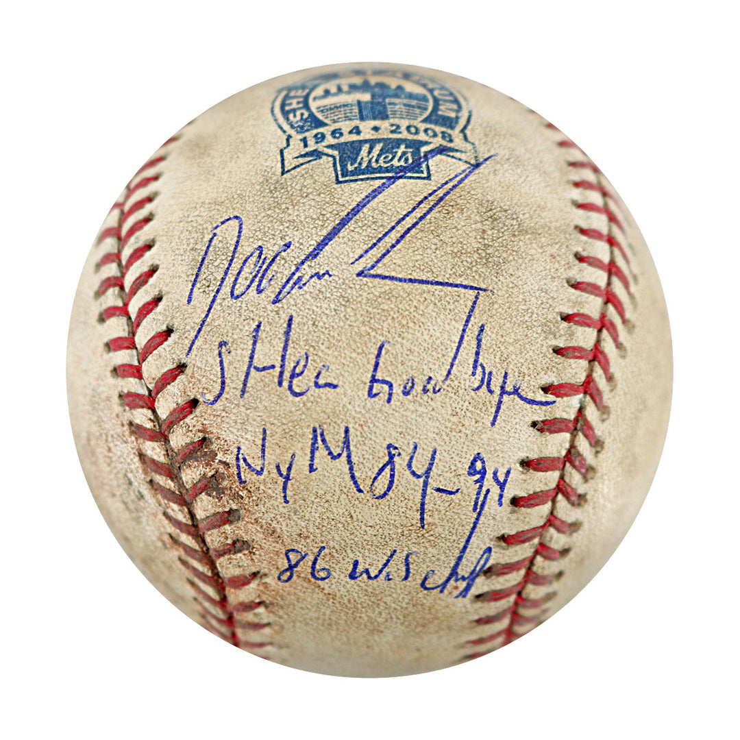 Dwight Doc Gooden New York Mets Autographed Multi Inscribed Shea Stadium Final Season Game Used Baseball CX Auth & MLB Holo