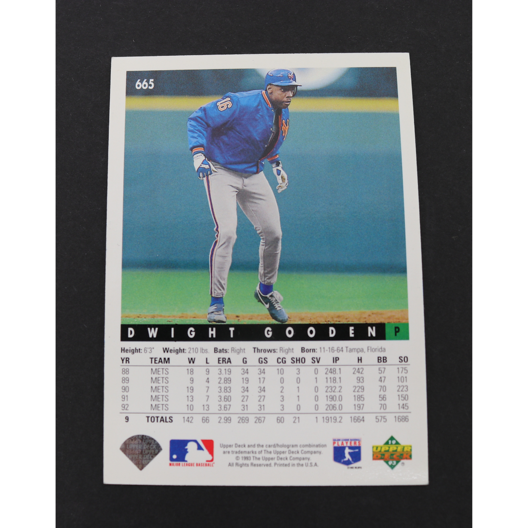 Dwight Doc Gooden New York Mets Autographed Inscribed 1993 Upper Deck #665 CX Auth